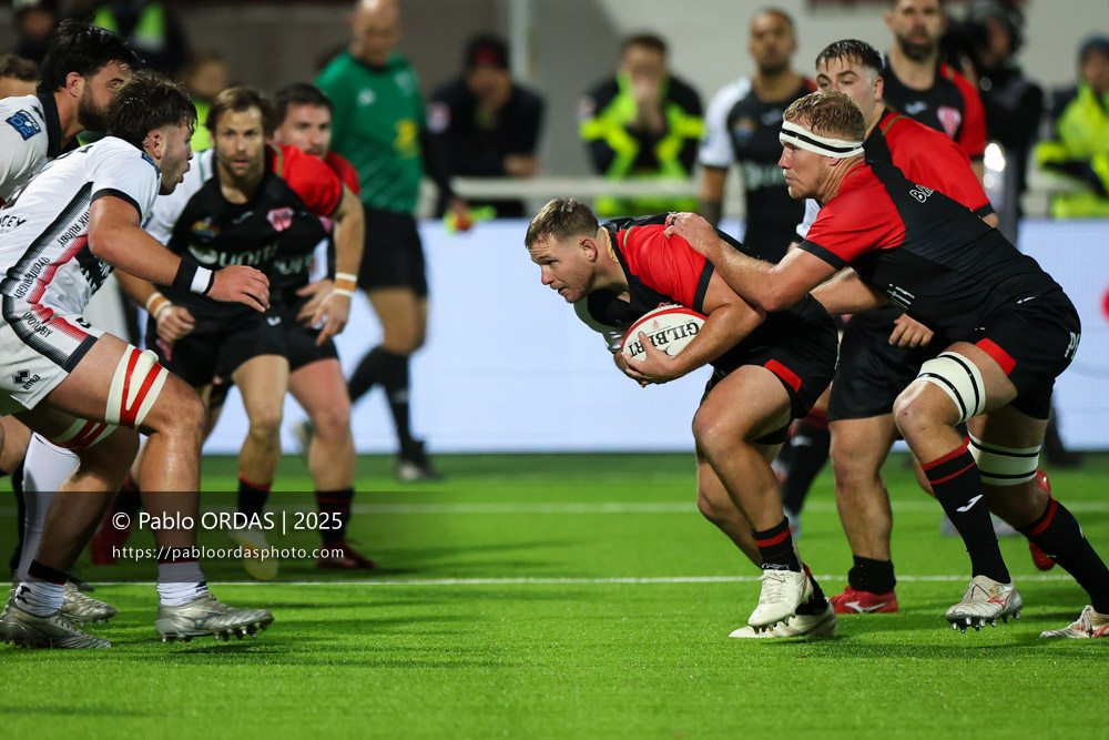 Clément Martinez, lors du match de Pro D2 entre le Biarritz olympique et Oyonnax, le 19 décembre 2025 au stade Aguiléra de Biarritz, France (Photo Pablo ORDAS)