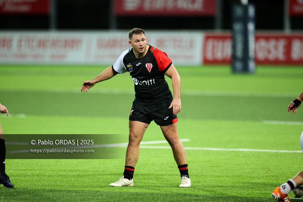 Clément Martinez, lors du match de Pro D2 entre le Biarritz olympique et Oyonnax, le 19 décembre 2025 au stade Aguiléra de Biarritz, France (Photo Pablo ORDAS)