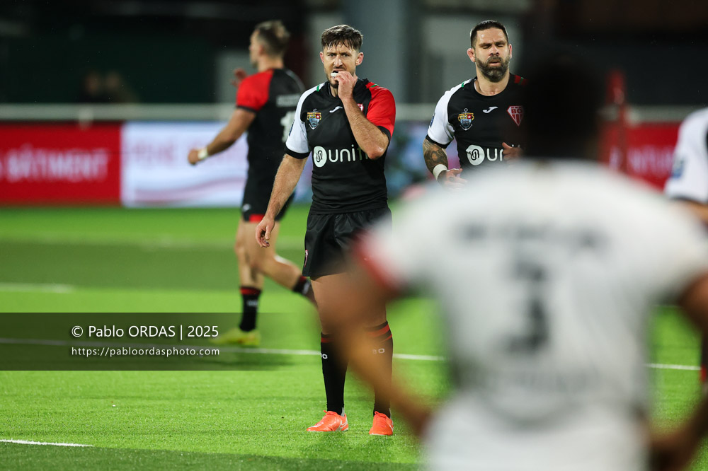 Enzo Selponi, lors du match de Pro D2 entre le Biarritz olympique et Oyonnax, le 19 décembre 2025 au stade Aguiléra de Biarritz, France (Photo Pablo ORDAS)