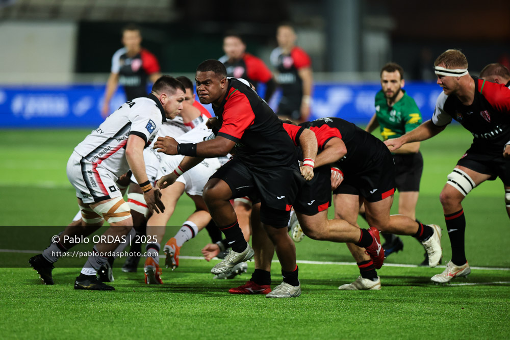 Johnny Dyer, lors du match de Pro D2 entre le Biarritz olympique et Oyonnax, le 19 décembre 2025 au stade Aguiléra de Biarritz, France (Photo Pablo ORDAS)