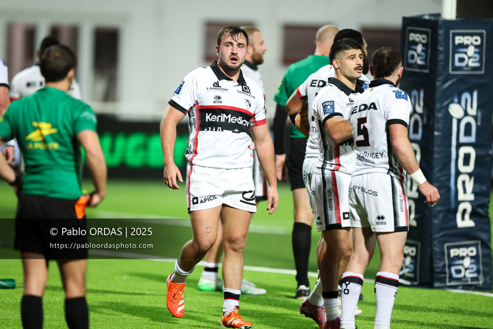 Robin Couly, lors du match de Pro D2 entre le Biarritz olympique et Oyonnax, le 19 décembre 2025 au stade Aguiléra de Biarritz, France (Photo Pablo ORDAS)