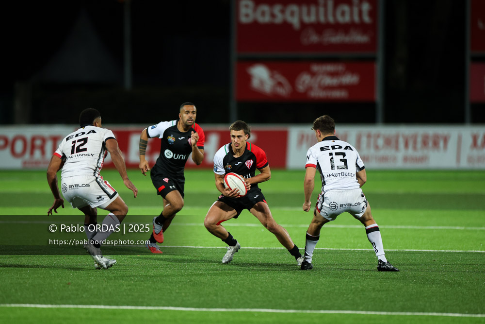 Carlo Mignot, lors du match de Pro D2 entre le Biarritz olympique et Oyonnax, le 19 décembre 2025 au stade Aguiléra de Biarritz, France (Photo Pablo ORDAS)