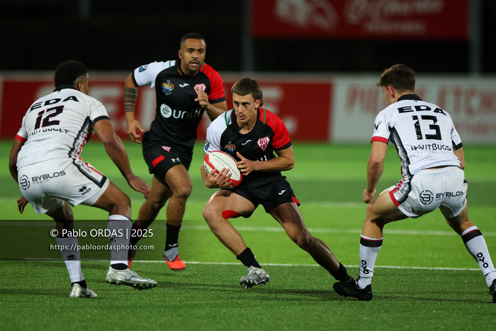 Carlo Mignot, lors du match de Pro D2 entre le Biarritz olympique et Oyonnax, le 19 décembre 2025 au stade Aguiléra de Biarritz, France (Photo Pablo ORDAS)