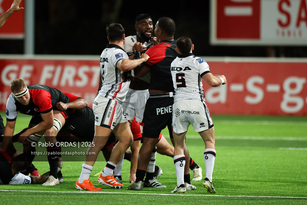 Pierre-Samuel Pacheco, lors du match de Pro D2 entre le Biarritz olympique et Oyonnax, le 19 décembre 2025 au stade Aguiléra de Biarritz, France (Photo Pablo ORDAS)
