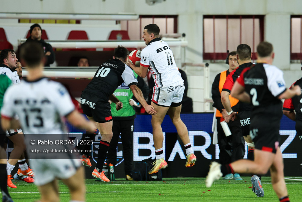 Karim Qadiri, lors du match de Pro D2 entre le Biarritz olympique et Oyonnax, le 19 décembre 2025 au stade Aguiléra de Biarritz, France (Photo Pablo ORDAS)