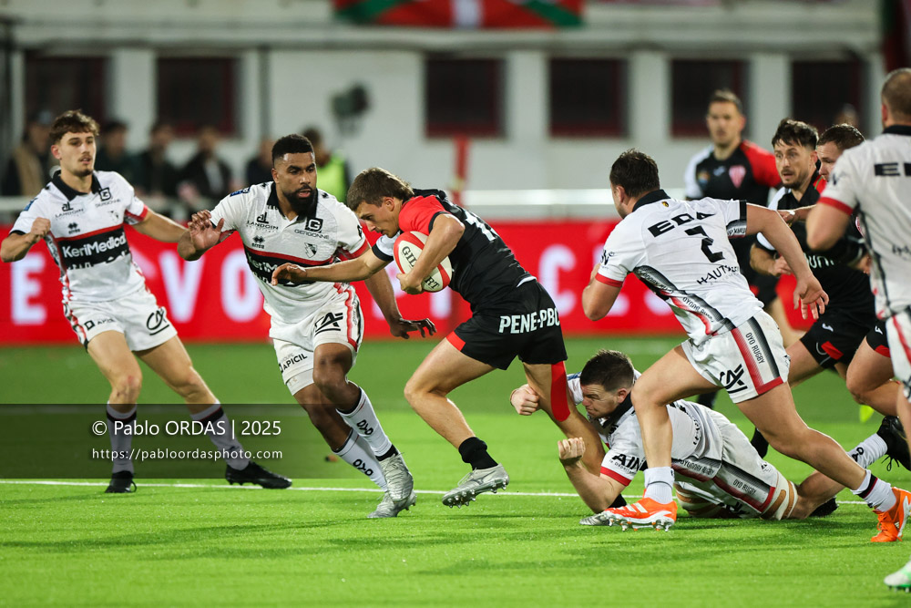 Carlo Mignot, lors du match de Pro D2 entre le Biarritz olympique et Oyonnax, le 19 décembre 2025 au stade Aguiléra de Biarritz, France (Photo Pablo ORDAS)
