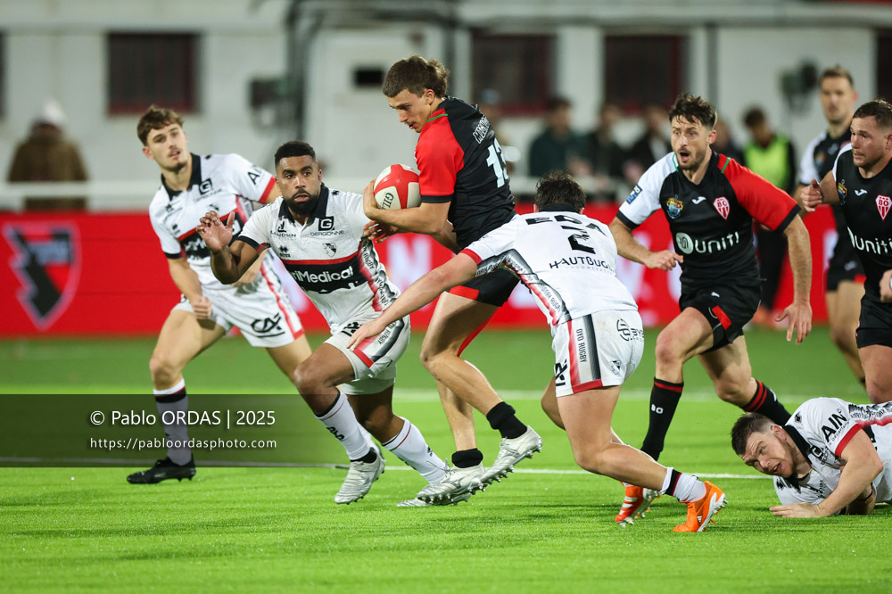Carlo Mignot, lors du match de Pro D2 entre le Biarritz olympique et Oyonnax, le 19 décembre 2025 au stade Aguiléra de Biarritz, France (Photo Pablo ORDAS)