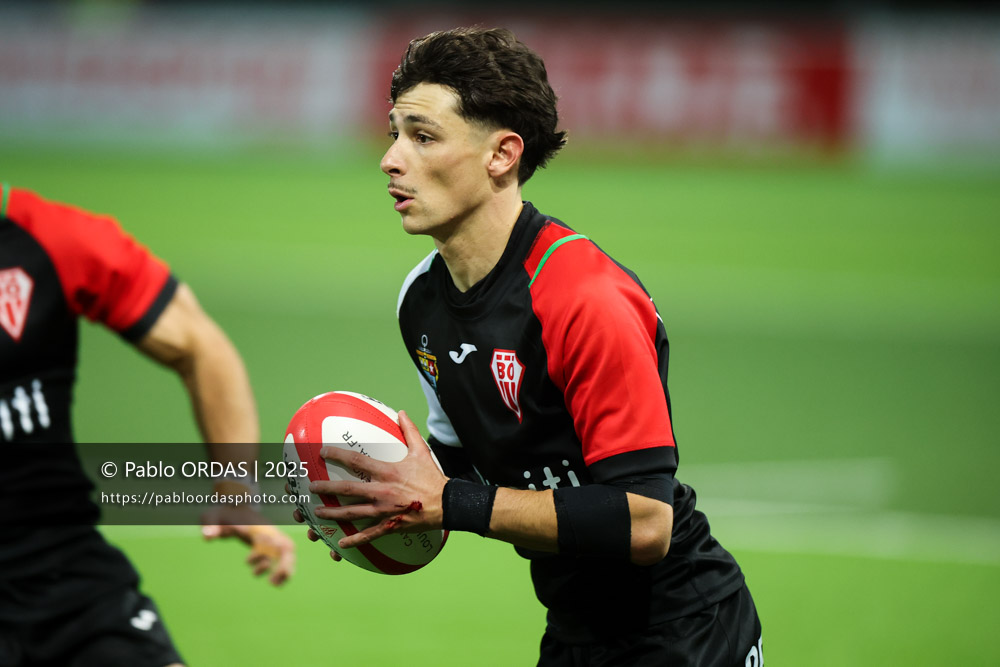 Baptiste Fariscot, lors du match de Pro D2 entre le Biarritz olympique et Oyonnax, le 19 décembre 2025 au stade Aguiléra de Biarritz, France (Photo Pablo ORDAS)