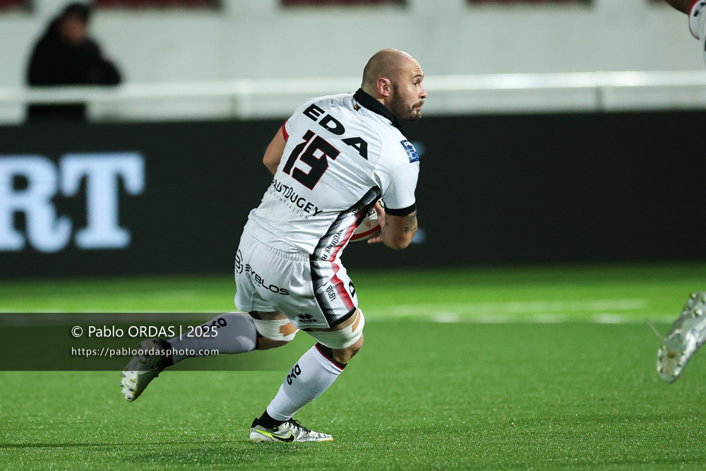 Kévin Lebreton, lors du match de Pro D2 entre le Biarritz olympique et Oyonnax, le 19 décembre 2025 au stade Aguiléra de Biarritz, France (Photo Pablo ORDAS)