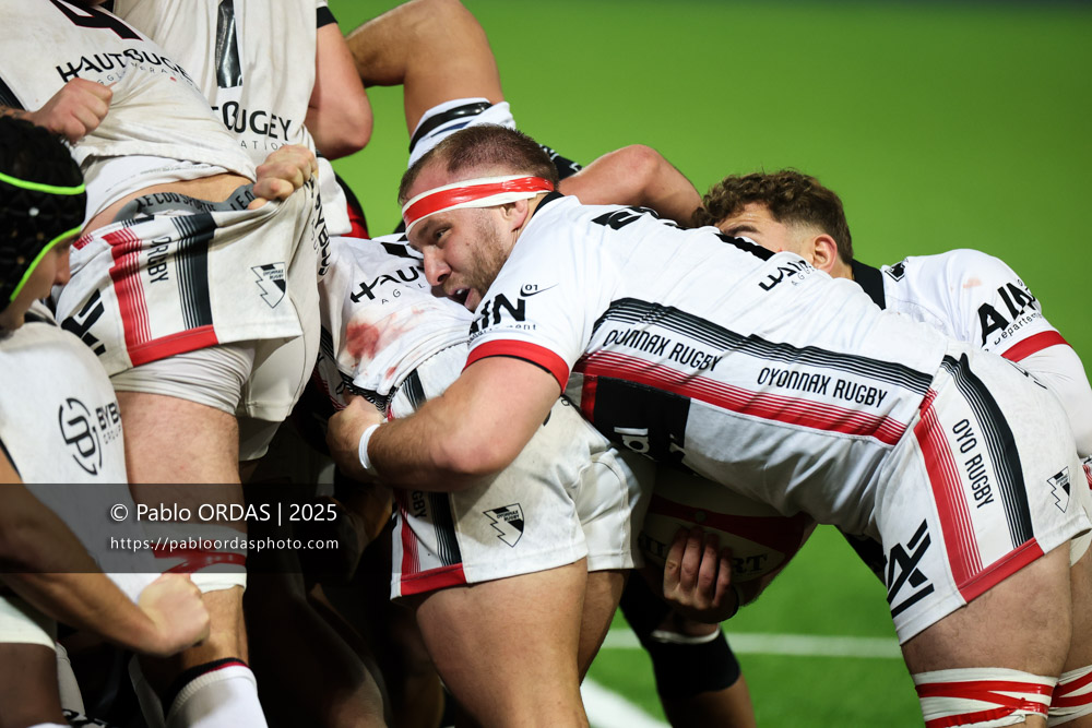 Loïc Godener, lors du match de Pro D2 entre le Biarritz olympique et Oyonnax, le 19 décembre 2025 au stade Aguiléra de Biarritz, France (Photo Pablo ORDAS)