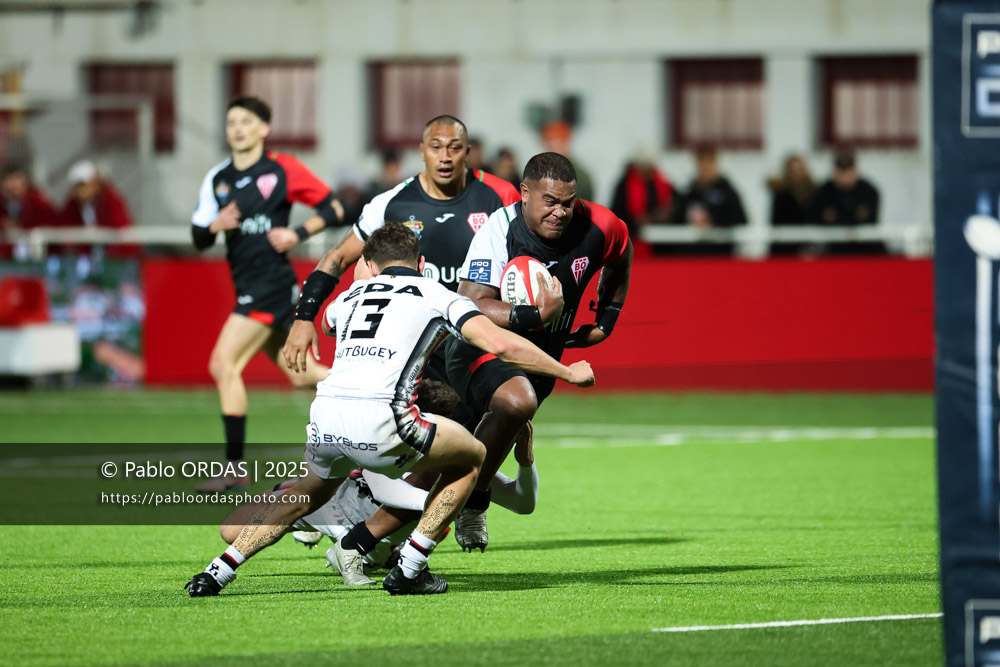Johnny Dyer, lors du match de Pro D2 entre le Biarritz olympique et Oyonnax, le 19 décembre 2025 au stade Aguiléra de Biarritz, France (Photo Pablo ORDAS)