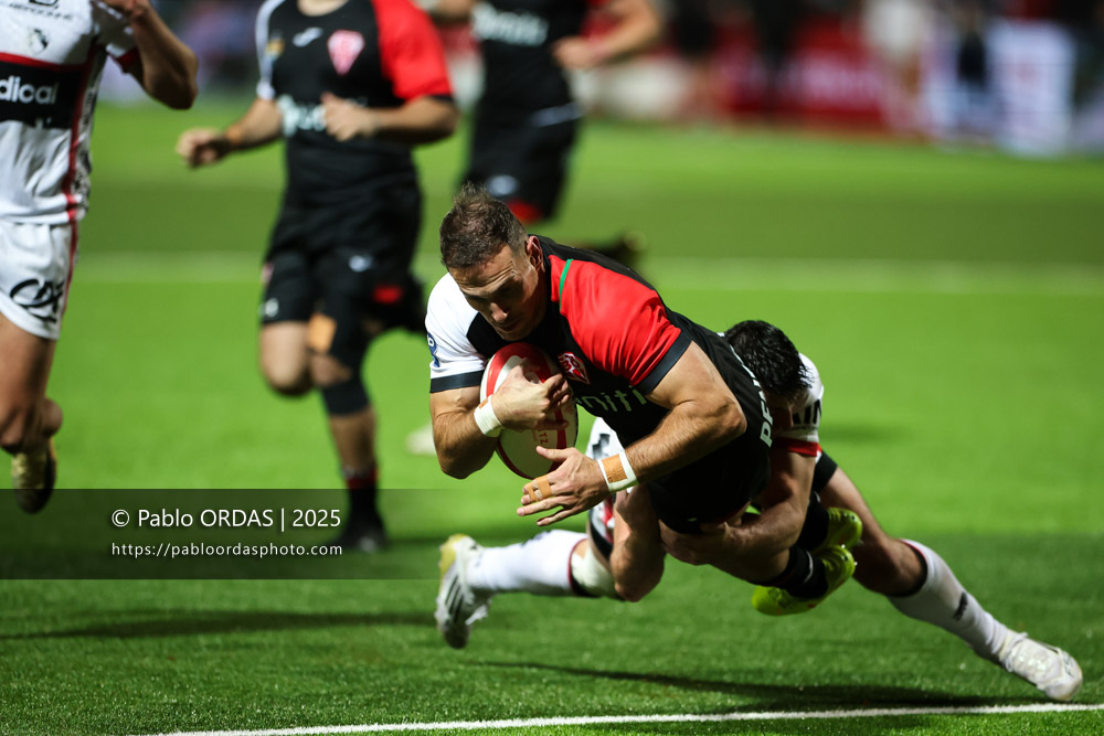 Kylian Jaminet, lors du match de Pro D2 entre le Biarritz olympique et Oyonnax, le 19 décembre 2025 au stade Aguiléra de Biarritz, France (Photo Pablo ORDAS)