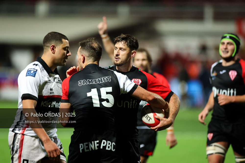Enzo Selponi, lors du match de Pro D2 entre le Biarritz olympique et Oyonnax, le 19 décembre 2025 au stade Aguiléra de Biarritz, France (Photo Pablo ORDAS)