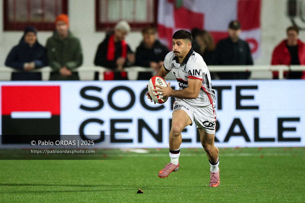 Luka Matkava, lors du match de Pro D2 entre le Biarritz olympique et Oyonnax, le 19 décembre 2025 au stade Aguiléra de Biarritz, France (Photo Pablo ORDAS)