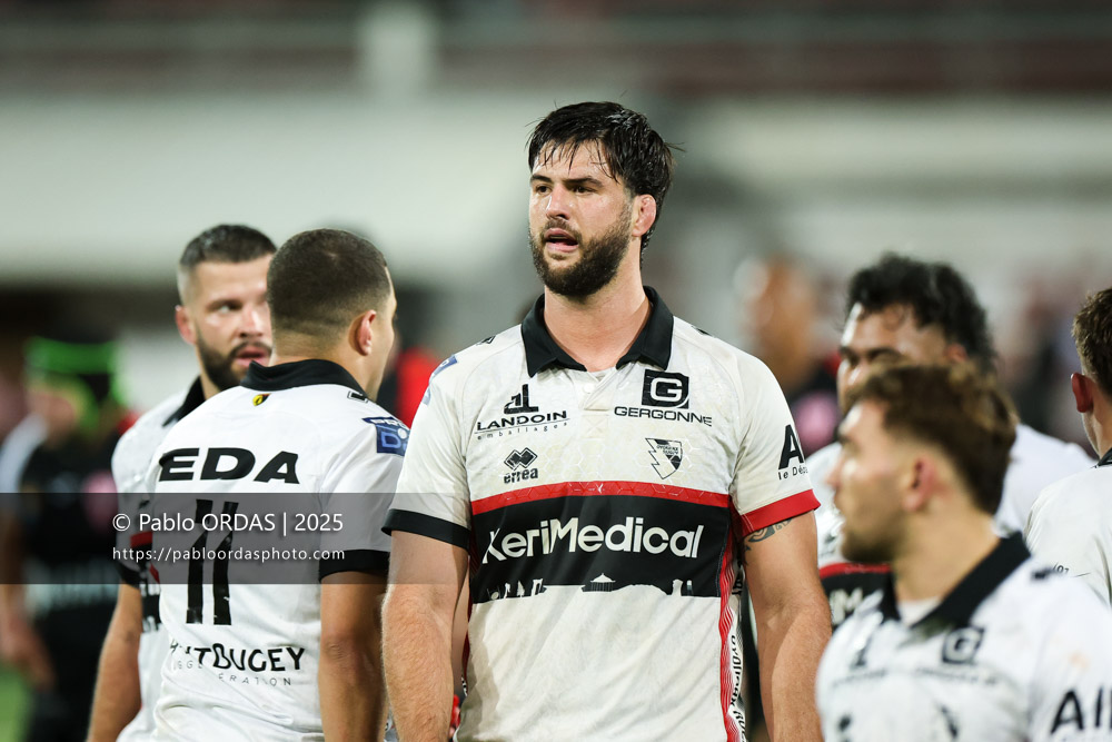 Manuel Leindekar, lors du match de Pro D2 entre le Biarritz olympique et Oyonnax, le 19 décembre 2025 au stade Aguiléra de Biarritz, France (Photo Pablo ORDAS)