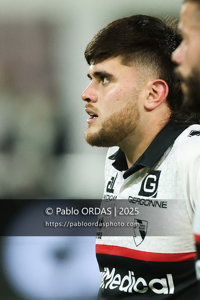 Martin Villar, lors du match de Pro D2 entre le Biarritz olympique et Oyonnax, le 19 décembre 2025 au stade Aguiléra de Biarritz, France (Photo Pablo ORDAS)