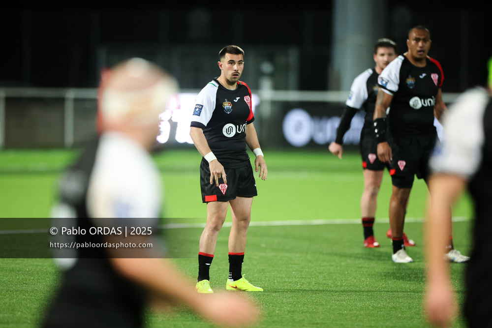 Edgar Retière, lors du match de Pro D2 entre le Biarritz olympique et Oyonnax, le 19 décembre 2025 au stade Aguiléra de Biarritz, France (Photo Pablo ORDAS)