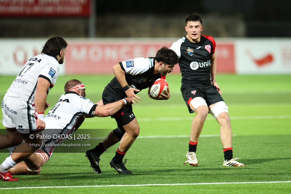 Adrien Sonzogni, lors du match de Pro D2 entre le Biarritz olympique et Oyonnax, le 19 décembre 2025 au stade Aguiléra de Biarritz, France (Photo Pablo ORDAS)