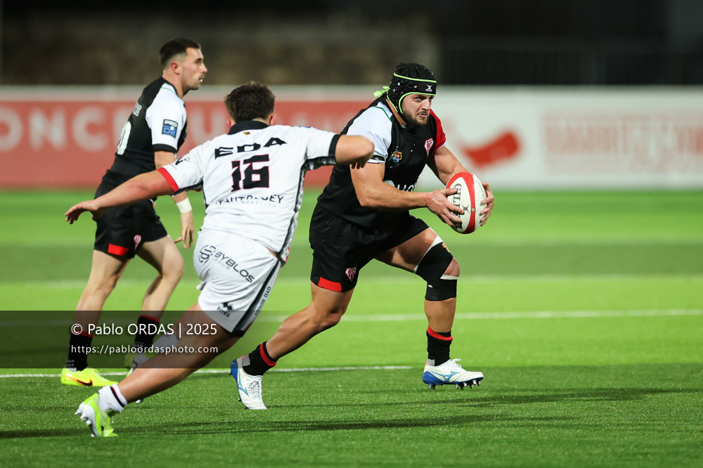 Giorgi Nutsubidze, lors du match de Pro D2 entre le Biarritz olympique et Oyonnax, le 19 décembre 2025 au stade Aguiléra de Biarritz, France (Photo Pablo ORDAS)