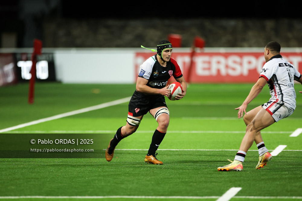 Ekain Imaz Agirre, lors du match de Pro D2 entre le Biarritz olympique et Oyonnax, le 19 décembre 2025 au stade Aguiléra de Biarritz, France (Photo Pablo ORDAS)