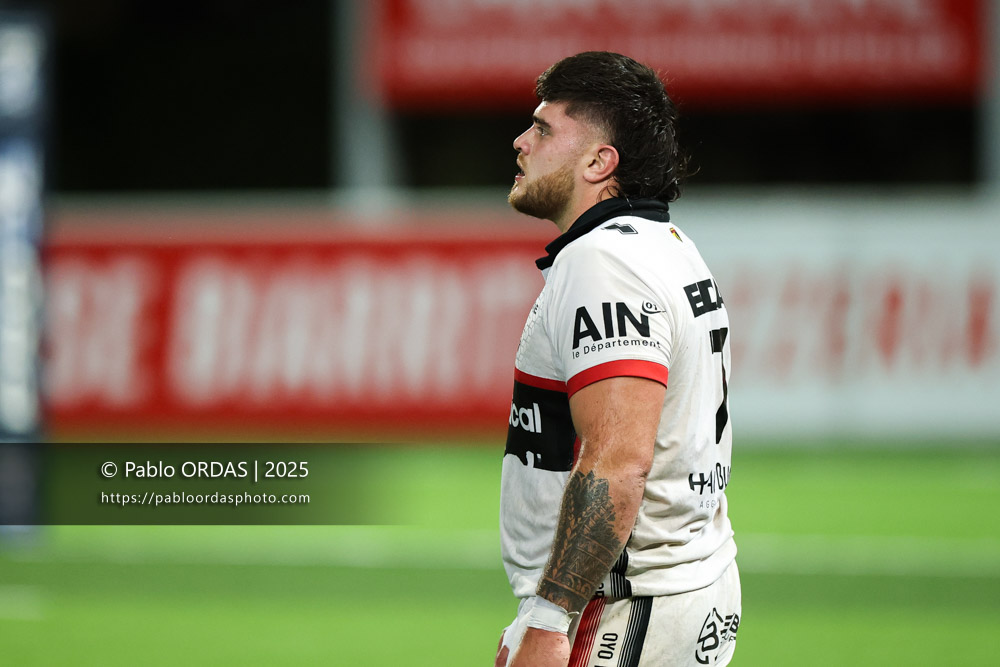 Martin Villar, lors du match de Pro D2 entre le Biarritz olympique et Oyonnax, le 19 décembre 2025 au stade Aguiléra de Biarritz, France (Photo Pablo ORDAS)