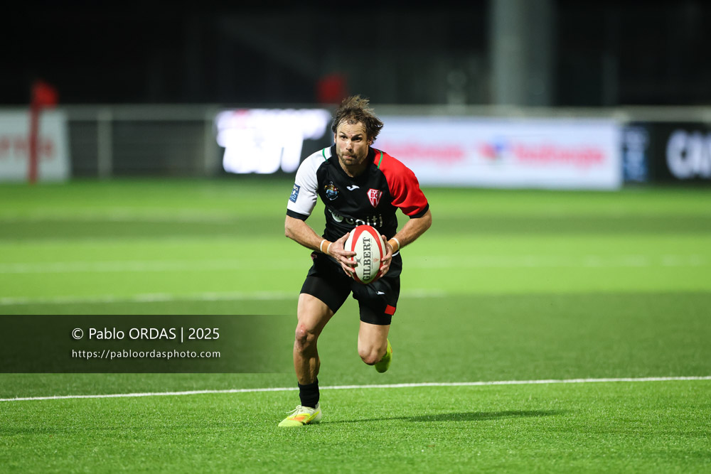 Yann Lesgourgues, lors du match de Pro D2 entre le Biarritz olympique et Oyonnax, le 19 décembre 2025 au stade Aguiléra de Biarritz, France (Photo Pablo ORDAS)