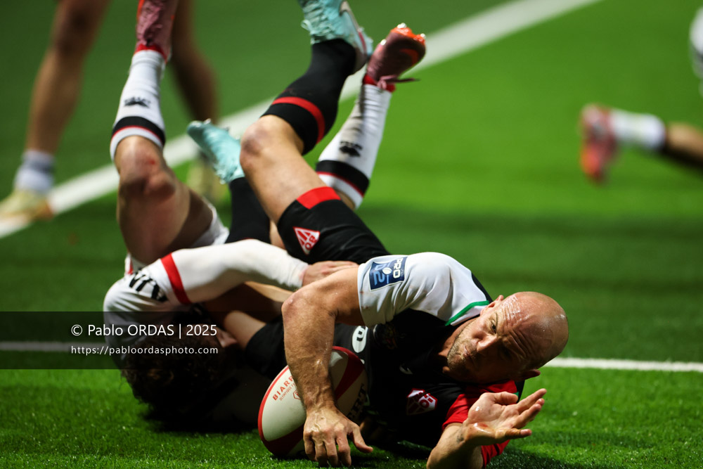 Mathieu Acebes, lors du match de Pro D2 entre le Biarritz olympique et Oyonnax, le 19 décembre 2025 au stade Aguiléra de Biarritz, France (Photo Pablo ORDAS)