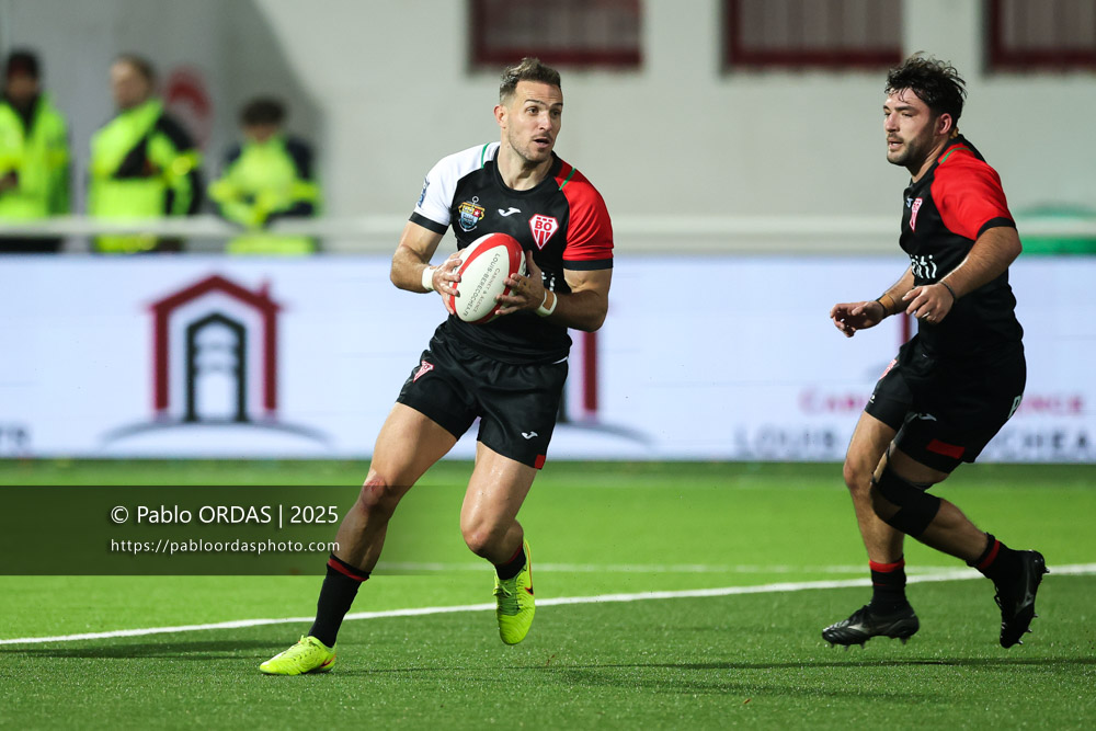 Kylian Jaminet, lors du match de Pro D2 entre le Biarritz olympique et Oyonnax, le 19 décembre 2025 au stade Aguiléra de Biarritz, France (Photo Pablo ORDAS)