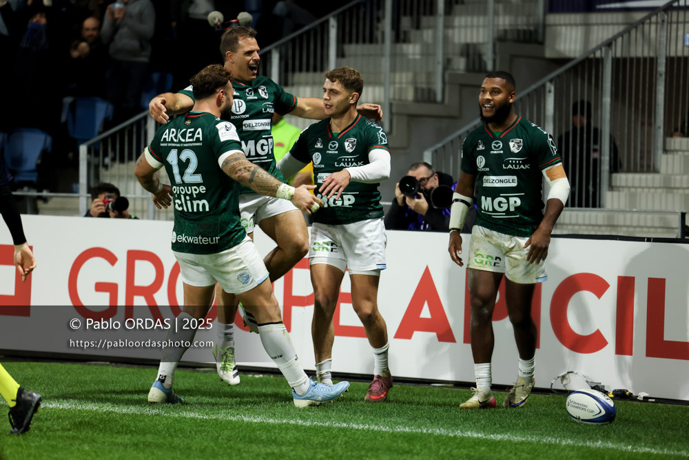 Arnaud Erbinartegaray, lors du match de Champions Cup entre l'Aviron bayonnais et les Stormers, le 5 décembre 2025 au stade Jean Dauger de Bayonne, France (Photo Pablo ORDAS)