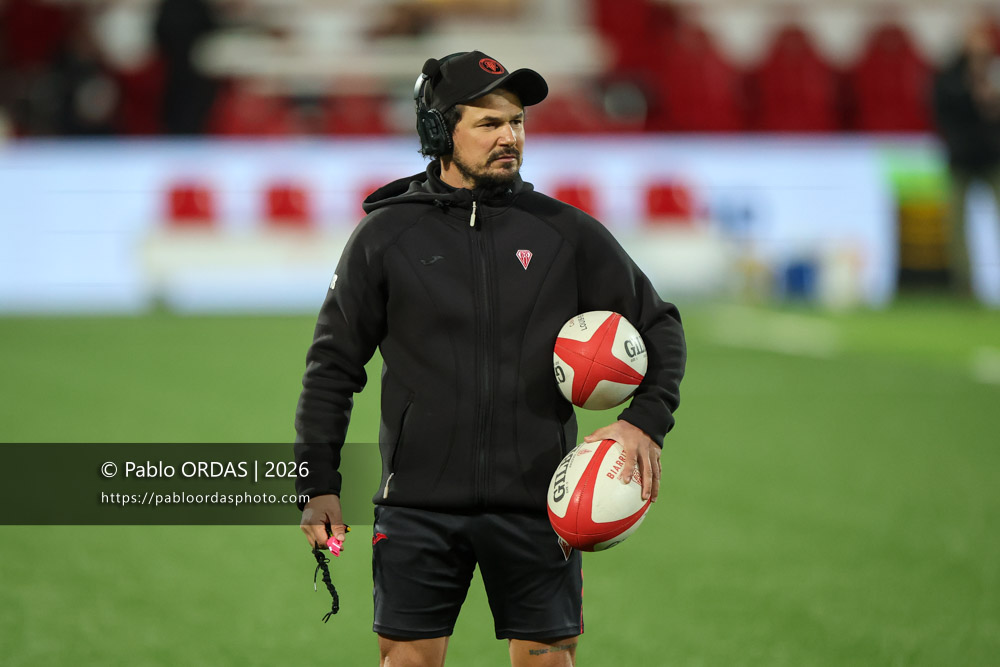 Boris Bouhraoua, lors du match de Pro D2 entre le Biarritz olympique et Soyaux Angoulême, le 16 janvier 2026 au stade Aguiléra de Biarritz, France (Photo Pablo ORDAS)