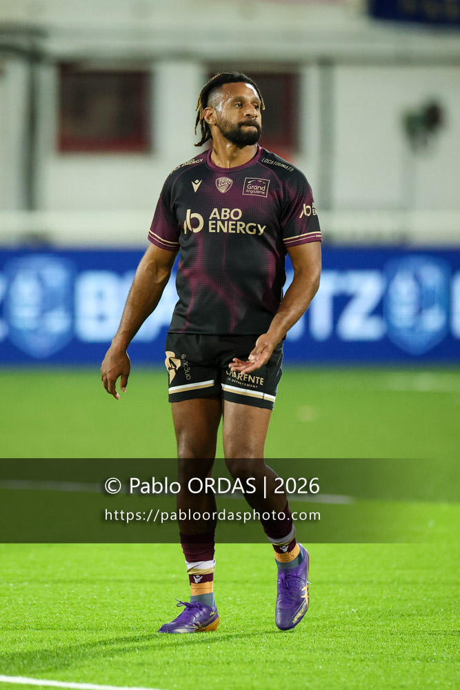 George Tilsley, lors du match de Pro D2 entre le Biarritz olympique et Soyaux Angoulême, le 16 janvier 2026 au stade Aguiléra de Biarritz, France (Photo Pablo ORDAS)