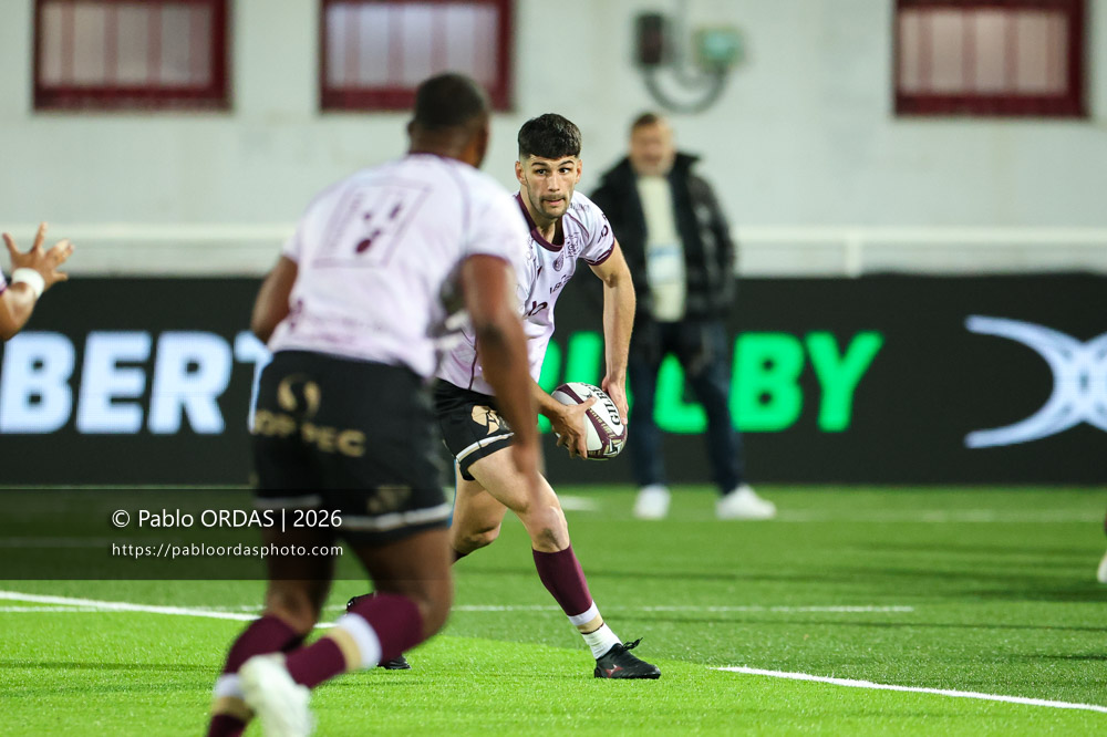 Rémi Brosset, lors du match de Pro D2 entre le Biarritz olympique et Soyaux Angoulême, le 16 janvier 2026 au stade Aguiléra de Biarritz, France (Photo Pablo ORDAS)