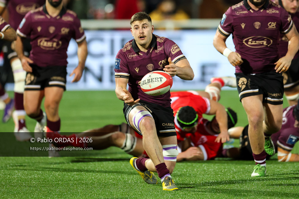 Hubert Texier, lors du match de Pro D2 entre le Biarritz olympique et Soyaux Angoulême, le 16 janvier 2026 au stade Aguiléra de Biarritz, France (Photo Pablo ORDAS)