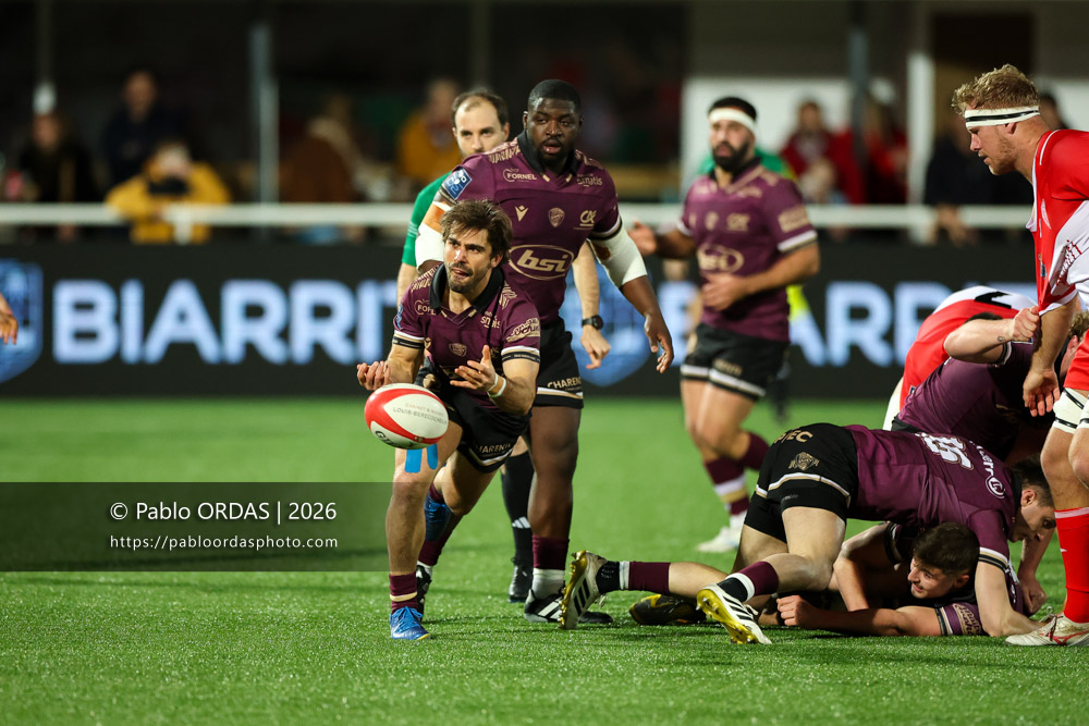 Adrien Bau, lors du match de Pro D2 entre le Biarritz olympique et Soyaux Angoulême, le 16 janvier 2026 au stade Aguiléra de Biarritz, France (Photo Pablo ORDAS)