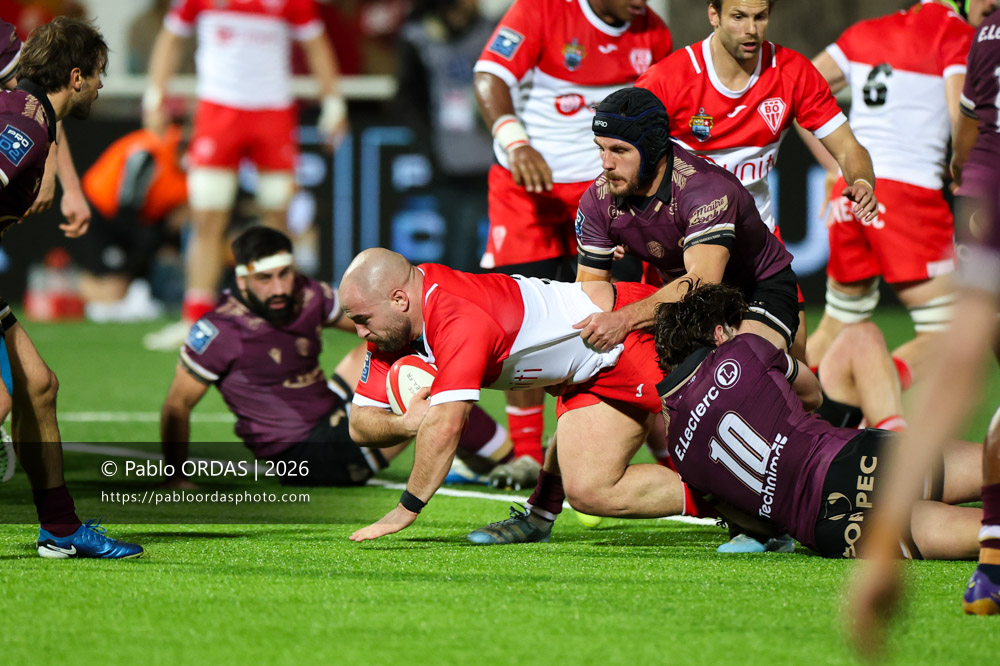 Quentin Samaran, lors du match de Pro D2 entre le Biarritz olympique et Soyaux Angoulême, le 16 janvier 2026 au stade Aguiléra de Biarritz, France (Photo Pablo ORDAS)