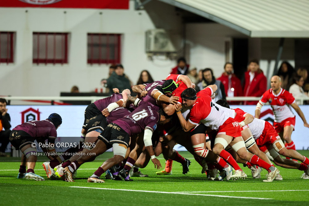 Rémi Bourdeau, lors du match de Pro D2 entre le Biarritz olympique et Soyaux Angoulême, le 16 janvier 2026 au stade Aguiléra de Biarritz, France (Photo Pablo ORDAS)