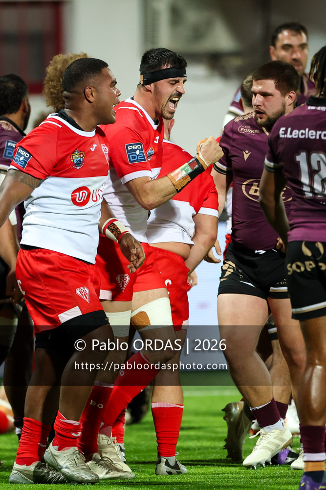 Rémi Bourdeau, lors du match de Pro D2 entre le Biarritz olympique et Soyaux Angoulême, le 16 janvier 2026 au stade Aguiléra de Biarritz, France (Photo Pablo ORDAS)