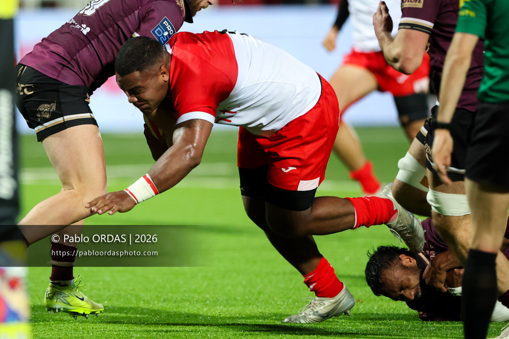Johnny Dyer, lors du match de Pro D2 entre le Biarritz olympique et Soyaux Angoulême, le 16 janvier 2026 au stade Aguiléra de Biarritz, France (Photo Pablo ORDAS)