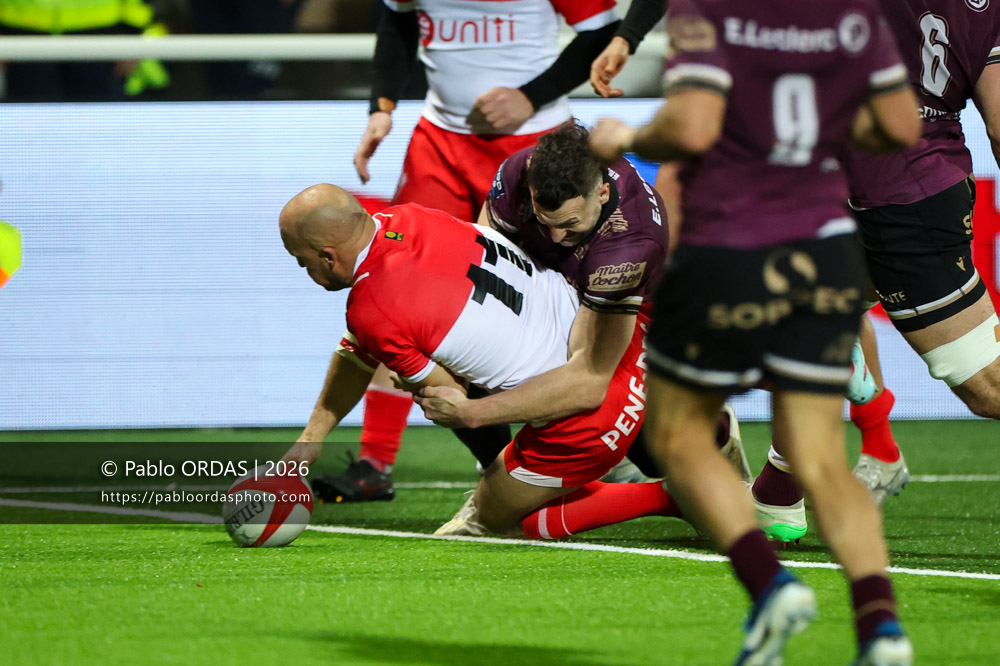 Mathieu Acebes, lors du match de Pro D2 entre le Biarritz olympique et Soyaux Angoulême, le 16 janvier 2026 au stade Aguiléra de Biarritz, France (Photo Pablo ORDAS)
