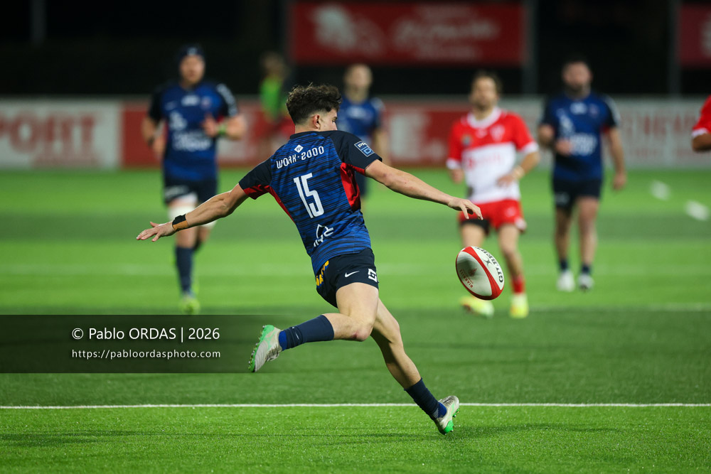 Max Clément, lors du match de Pro D2 entre le Biarritz olympique et Grenoble, le 30 janvier 2026 au stade Aguiléra de Biarritz, France (Photo Pablo ORDAS)