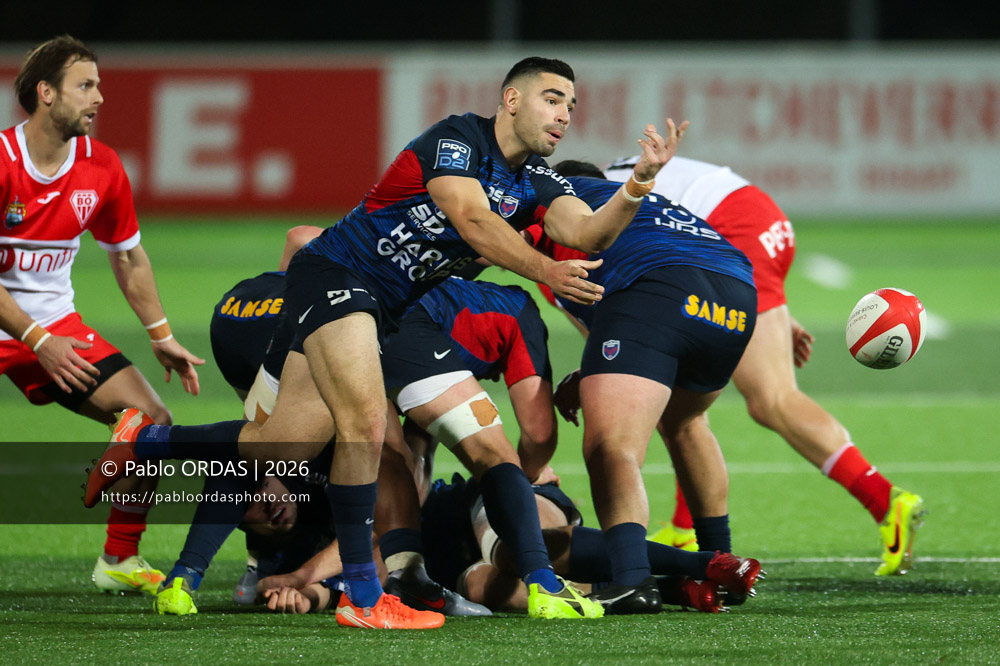 Barnabé Couilloud, lors du match de Pro D2 entre le Biarritz olympique et Grenoble, le 30 janvier 2026 au stade Aguiléra de Biarritz, France (Photo Pablo ORDAS)