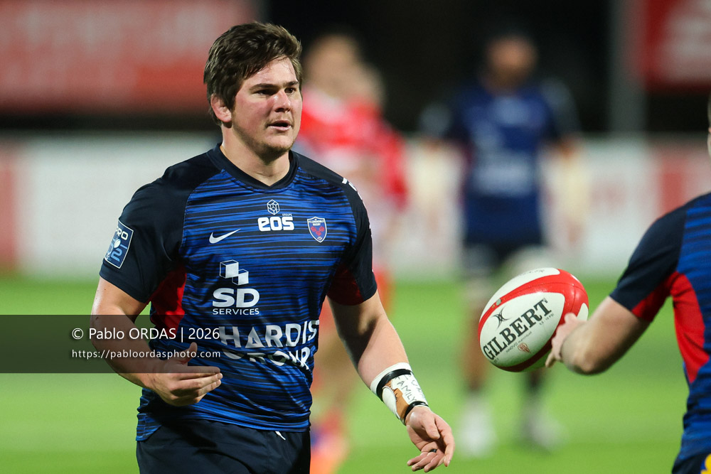 Richard Hardwick, lors du match de Pro D2 entre le Biarritz olympique et Grenoble, le 30 janvier 2026 au stade Aguiléra de Biarritz, France (Photo Pablo ORDAS)