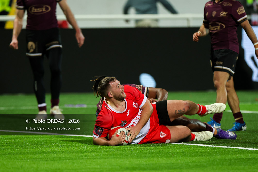 Clément Martinez, lors du match de Pro D2 entre le Biarritz olympique et Soyaux Angoulême, le 16 janvier 2026 au stade Aguiléra de Biarritz, France (Photo Pablo ORDAS)