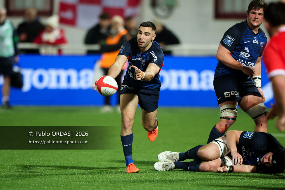 Barnabé Couilloud, lors du match de Pro D2 entre le Biarritz olympique et Grenoble, le 30 janvier 2026 au stade Aguiléra de Biarritz, France (Photo Pablo ORDAS)
