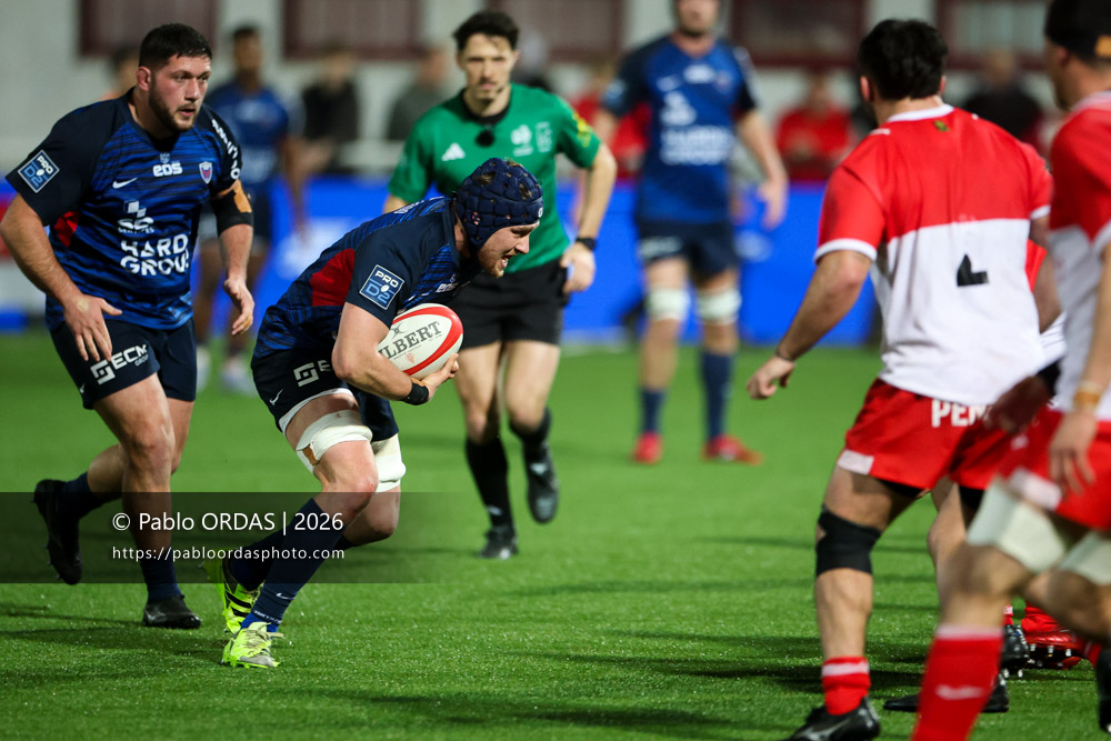 Antonin Berruyer, lors du match de Pro D2 entre le Biarritz olympique et Grenoble, le 30 janvier 2026 au stade Aguiléra de Biarritz, France (Photo Pablo ORDAS)