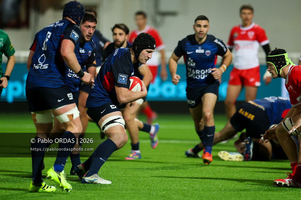 José Madeira, lors du match de Pro D2 entre le Biarritz olympique et Grenoble, le 30 janvier 2026 au stade Aguiléra de Biarritz, France (Photo Pablo ORDAS)