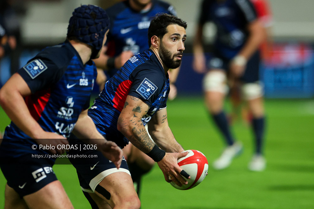 Giorgi Kveseladze, lors du match de Pro D2 entre le Biarritz olympique et Grenoble, le 30 janvier 2026 au stade Aguiléra de Biarritz, France (Photo Pablo ORDAS)