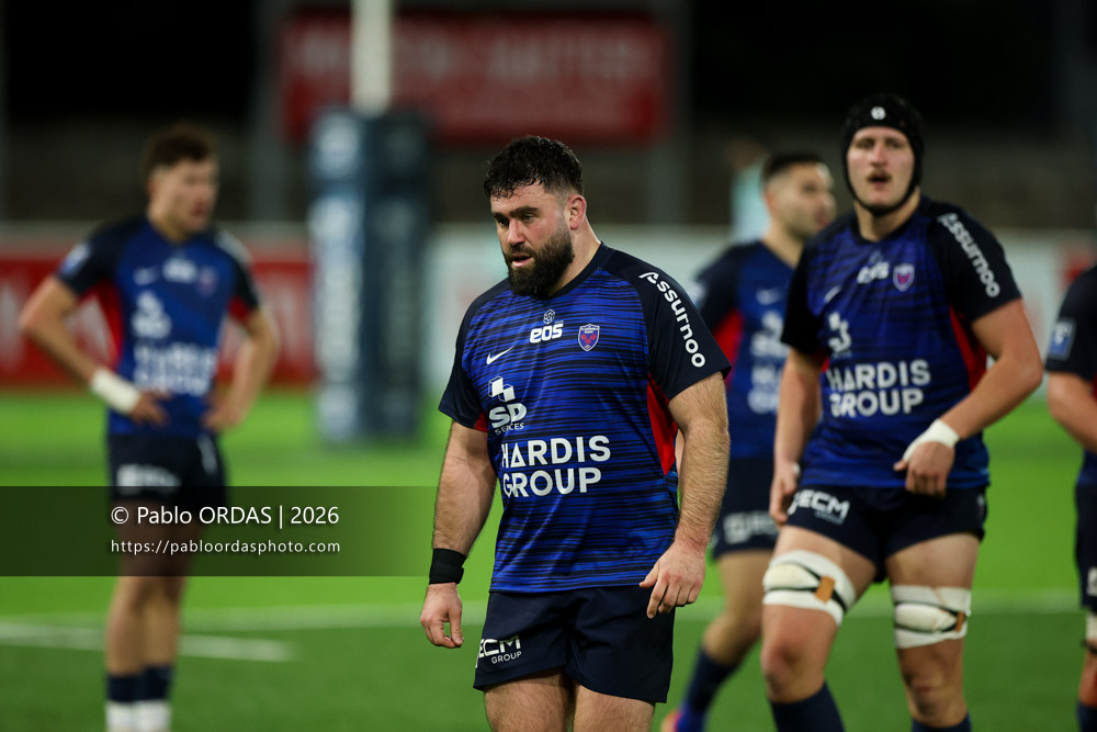Romain Ruffenach, lors du match de Pro D2 entre le Biarritz olympique et Grenoble, le 30 janvier 2026 au stade Aguiléra de Biarritz, France (Photo Pablo ORDAS)