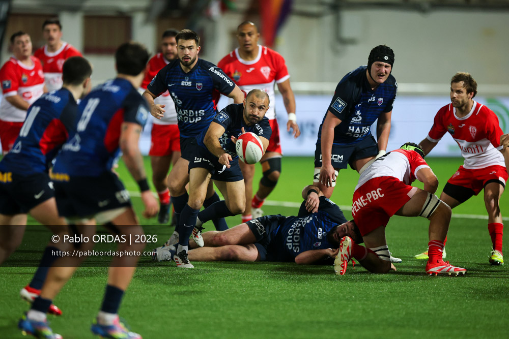 Eric Escande, lors du match de Pro D2 entre le Biarritz olympique et Grenoble, le 30 janvier 2026 au stade Aguiléra de Biarritz, France (Photo Pablo ORDAS)