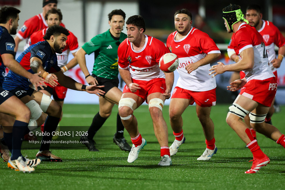 Aitor Hourcade, lors du match de Pro D2 entre le Biarritz olympique et Grenoble, le 30 janvier 2026 au stade Aguiléra de Biarritz, France (Photo Pablo ORDAS)
